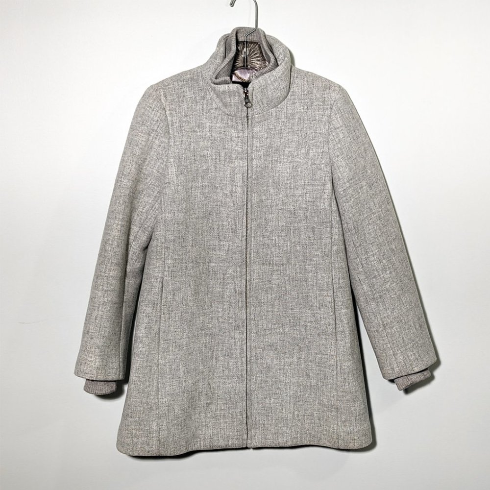 J. Crew Stadium Cloth by Nello Gori Wool Cocoon Coat, Grey, Size 6P, Gorgeous